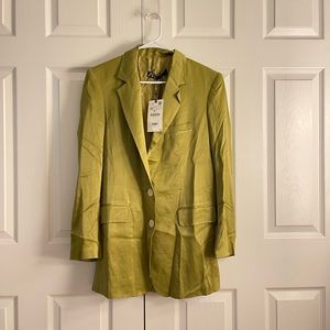Zara olive green satin / silky blazer